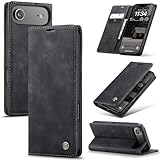 Azororo Coque pour iPhone Air 5G Premium Housse Cuir Protection Pochette Rabat Portefeuille Flip Case Porte Magnétique Coque Étui pour iPhone Air, Noir
