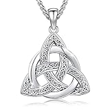 AUDINCEED Celtic Jewelry 925 Sterling Silver Necklace Celtic Knot Necklace For Women Celtic Irish Jewelry Nudo de celta plata 925 Original Trinity Knot Pendant Amuleto de Proteccion