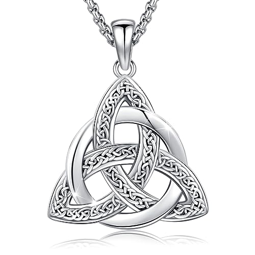 AUDINCEED Celtic Jewelry 925 Sterling Silver Necklace Celtic Knot Necklace For Women Celtic Irish Jewelry Nudo de celta plata 925 Original Trinity Knot Pendant Amuleto de Proteccion