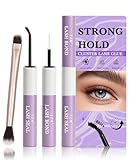 LZM Colla Ciglia Finte Ciuffetti - Tenuta Forte 2in1 A Lunga Durata Colla Per Ciglia Finte Facile Da Usare Lash Clusters Glue Impermeabile Non irritante Lash Bond And Seal (5ml+5ml)