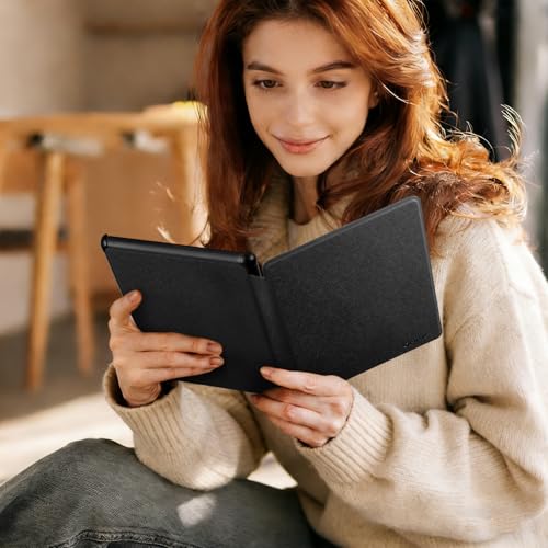 Image of CoBak Case for Kindle Paperwhite 12th Gen 2024 (7 inch) & Colorsoft Signature Edition - All New PU Leather Cover with Auto Sleep Wake Feature for Paperwhite Signature 2024 Released, Black