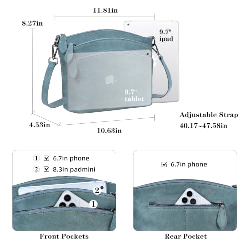 Image of HESHE Leather Crossbody Bags for Women Vintage Shoulder Handbag for Travel | Multi Pockets,Adjustable Straps,Retro Cross body Bag Designer Medium Handbag Ladies Casual Hobo Satchel Purse for Daily Use