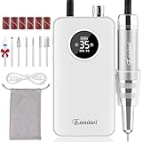 Enniewi Nail Drill Professional 35000RPM, Cordless Electric Nail File Drills para Uñas, Portable Rechargeable E File 7 Bits Manicure Pedicure Kit for Acrylic Nails Gel Remover Salon Home Tools, White