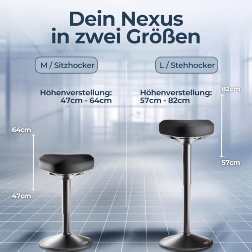 CLOUVOU Nexus Bürohocker Ergonomisch für aktives Sitzen | Höhenverstellbar – Ansicht 2