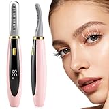 Beheizte Wimpernzange Elektrisch, Schnellaufheizung Wimpernzange Beheizbar, mit 3 Stufige Intelligente Temperaturregelung, USB-Aufladung, Vollständig Umhüllte Silikonbürste für Alle Wimperntypen