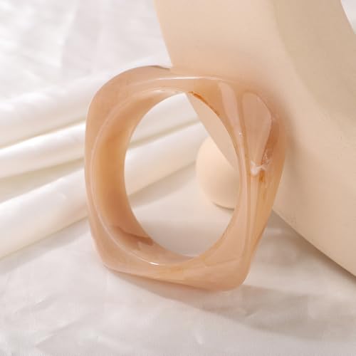 Image of JWICOS Resin Bangle Bracelet for Women Acrylic Cute Chunky Bracelet for Women Exaggerated Irregular Acrylic Resin Wristband Bracelet Bangle