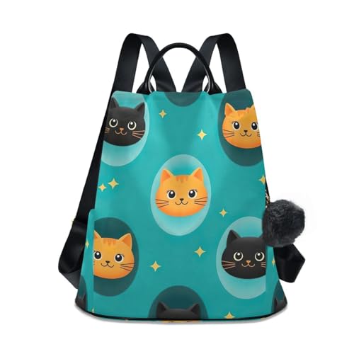 Sac à dos femme motif chat mignon voyage antivol tendance noir