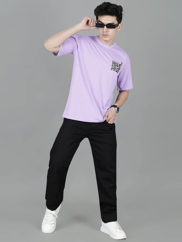 Image of London Hills Men's Cotton Oversized Fit Casual Printed Round Neck, Oversized Longline Drop Shoulder Boho Style T-Shirt
