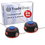 Trade-Shop Lot de 2 têtes de débroussailleuse M10 x 1,25 mm gauche compatibles avec Honda UMK-425 UMK-435 UMK-431, Makita DBC-250 DBC-300 DBC-340 DBC-290