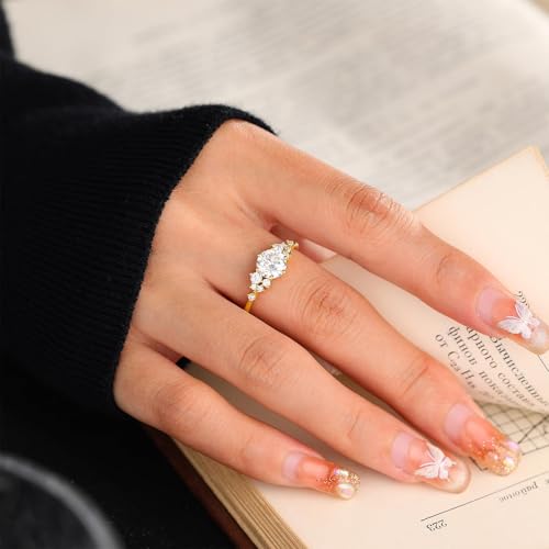 1CT Solitaire Moissanite Rings, 925 Sterling Silver Round Cut Engagement Ring for Women Wedding Bands Promise Rings Ideal Gift for Her3