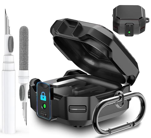 Galaxy Buds 4 Pro/Buds4 �P�[�X�J�o�[ ���S�ȃ��b�N�N���b�v�t���A�ϏՌ��� Samsung Galaxy Buds 4/4 Pro 2026 �ی�n�[�h�J�o�[�V�F�� �J���r�i&�N���[�i�[�L�b�g�t�� �j�����p �u���b�N