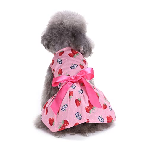 Angoily Sommerkleid Für Hunde Ärmellos Erdbeer Motiv Welpenrock Mit Schleife Atmungsaktive Haustierkleidung Alltag Urlaub Klein Bis Mittelgroß