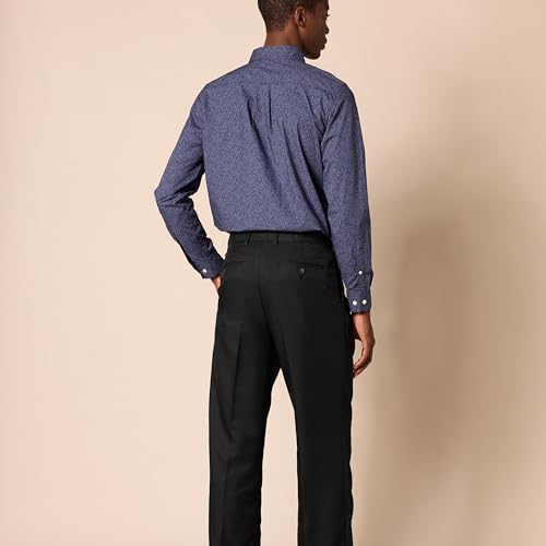 Amazon Essentials Herren Anzughose mit Falte und Erweiterbarem Bund, Klassisch Geschnitten, Schwarz, 36W / 32L