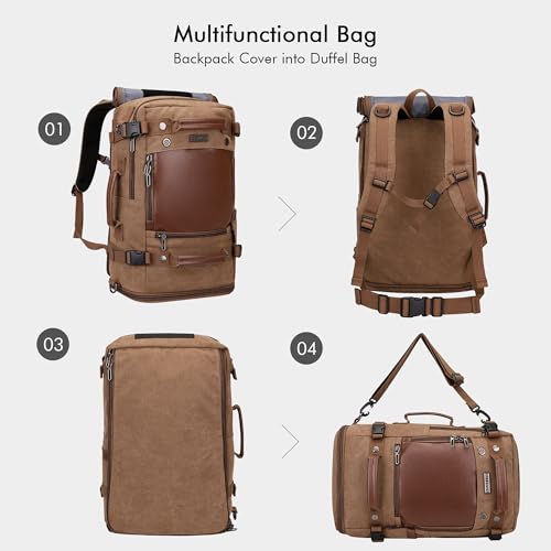 Image of WITZMAN Travel Backpack for Men Carry on Luggage Backpack Large Man Canvas Rucksack with Shoe Compartment