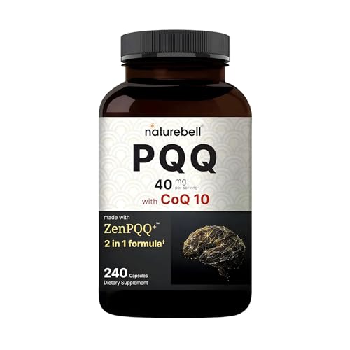 NatureBell PQQ with CoQ10-240 Capsules - 40mg Active PQQ with 10mg Coenzyme Q10 - Cellular Energy Heart Health & Brain Function Support* - Antioxidant Nutrients - Non-GMO - 3rd Party Tested