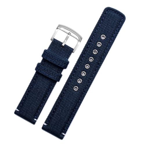 Bracelet de montre en toile et cuir 20mm YGUK0J pour hommes noir kaki et vert armée