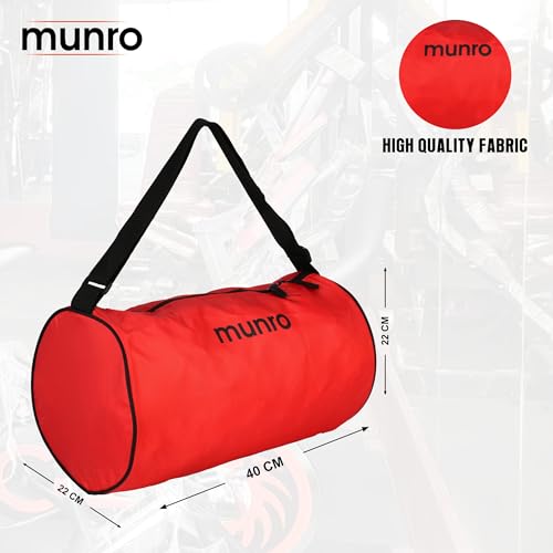 Image of MUNRO FIT PRO Lightweight Bag (RED) Gym, Unisex, Shoulder Bags for Men and Women, Fitness, Sports, Travel,Sports Kit,Duffle, Adventure Bag.