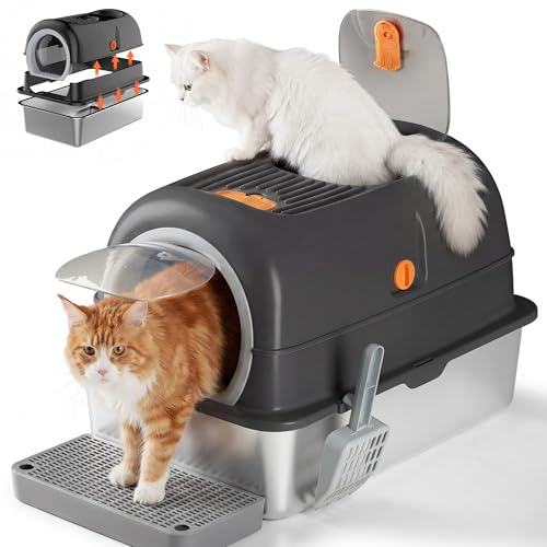 Arenero de Acero Inoxidable para Gatos XL con Tapa miniatura 1