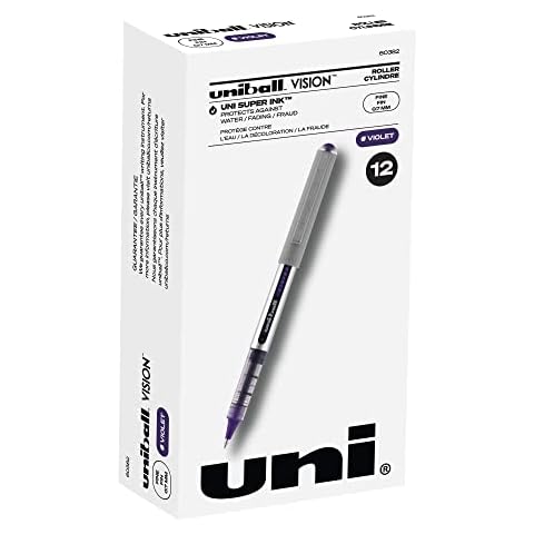Uni-Ball Rollerball Pens with Purple Ink Cover