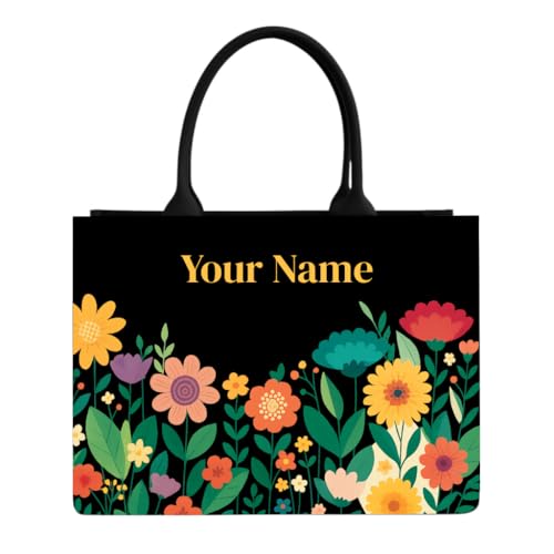 Image of Personalised /Personalized Tote for Women | Customised /Customized Name Bag | Stylish Luxury Handmade Gift for Her | Travel & Office Use | Birthday, Anniversary, New Mom Present