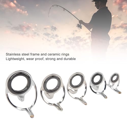 Syrisora ​​Kit de Reparo de Ponta de Vara de Pesca, 5 Peças, Aço Inoxidável, Guia de Anel de Cerâmic