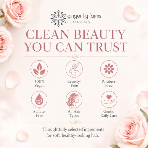 Image of Ginger Lily Farms Botanicals Moisturizing Conditioner for Dry Hair, 100% Vegan & Cruelty-Free, Whispering Rose Scent, 16.9 Fl Oz