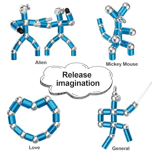 OSDUE Fidget Pen, Magnetischer Kugelschreiber Magnet Stift Stressabbau Druckkugelschreiber Lustig Multifunktions Magnetstift Coole Sachen für Geschenke (Blau)