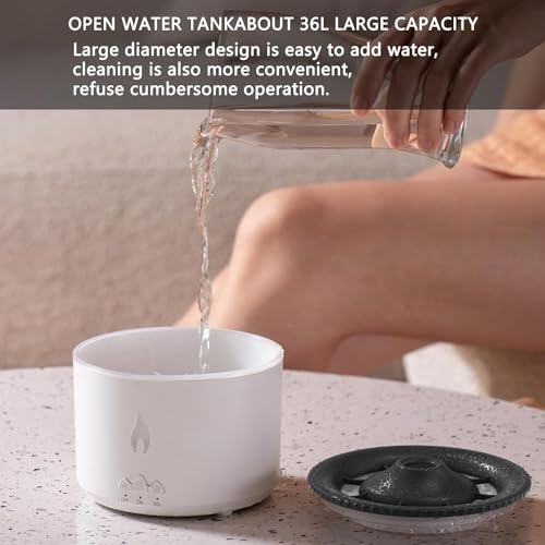 Image of Humidifier, Large 300ML Capacity, Waterless Auto-Off and Timer, With Flame and Volcano Atomization Modes, Volcano Aromatherapy diffuser for Bedroom, Office or Yoga (Ultrasonic Volcano)