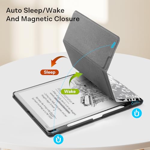 Image of CoBak Case for 11 inch Kindle Scribe 3rd Generation 2025, Kindle Scribe Colorsoft with Two Viewing Angles - All New PU Leather Cover with Auto Sleep Wake, Pen Holder. Notebook