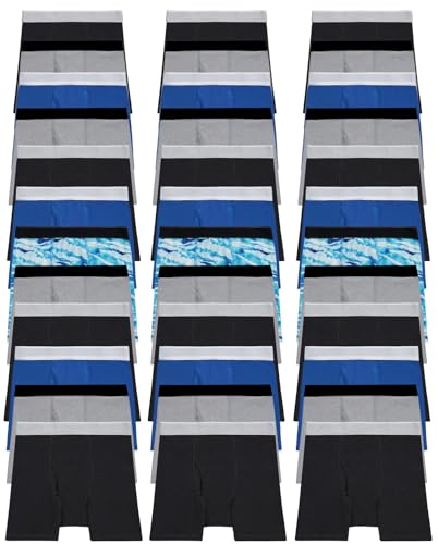 BILLIONHATS 36 Pack Boys Cotton Underwear Boxer Briefs, White and Assorted Underpants for Children Bulk Kids Boxer Brief