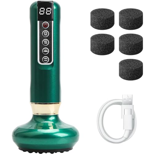 GiReich Masajeador de Raspado Eléctrico Gua Sha, Herramienta de Terapia de Ventosas Eléctrica de Mano de 12 Engranajes con Calor, Recargable GuaSha para Cuello, Espalda, Hombro
