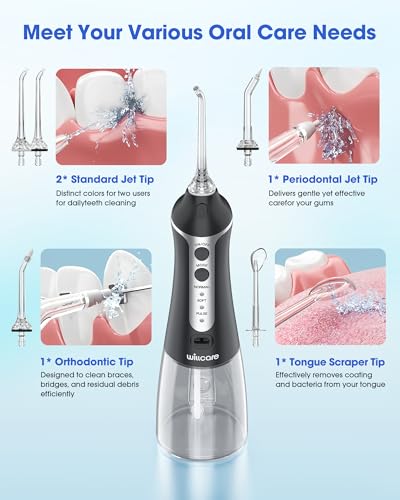 Image of Water Dental Flosser, Portable Oral Irrigator with 300ML Water Tank, IPX7 Waterproof, Rechargeable, 4 Modes for Deep Teeth Cleaning, Travel-Friendly