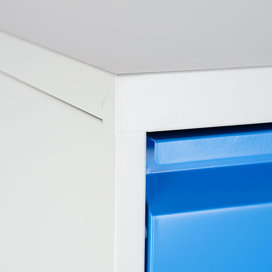 CLASSIFICATORI DOCUMENTI IN METALLO 46X72X62 CM 2 CASSETTI CON SERRATURA YALE COLORI GRIGIO BLU ARANCIONE - Grigio