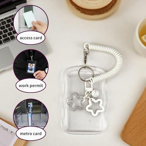 Photos of High-end Card Holders Electroplate Plastics Frame with Keychain Card Case Stationery Photocard Holder Keychain White Star4