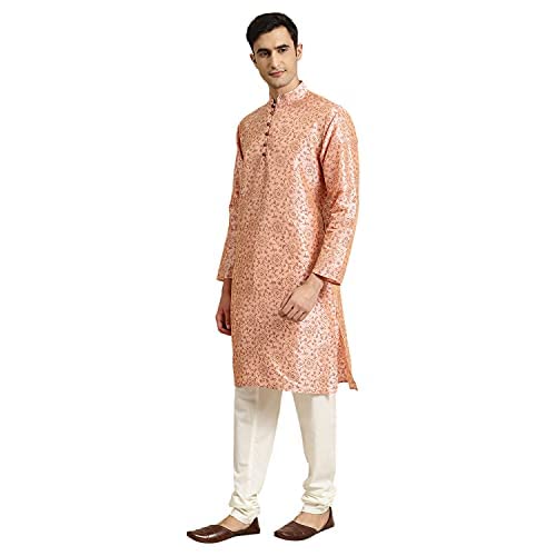 Image of SOJANYA Men's Silk Blend Printed Since 1958 Kurta Churidar Pyjama Set