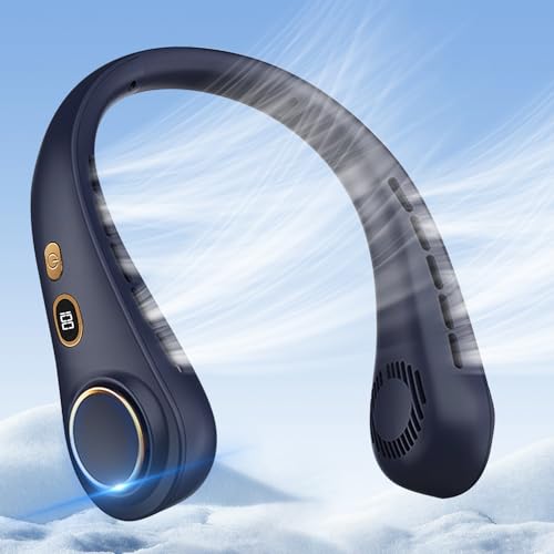Necomi Neck Fan New Upgrade Rechargeable Hands-Free Neck Fan 5 Adjustable Speeds LED Display Ultra Quiet 720 Cooling Personal Fan for Home Office Outdoor and Travel Use(Blue)