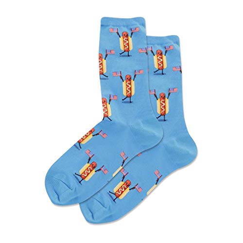 Hotsox Women s Fourth Of July Hot Dog Crew Socks 1 Pair, Turquoise, Women s 9-11