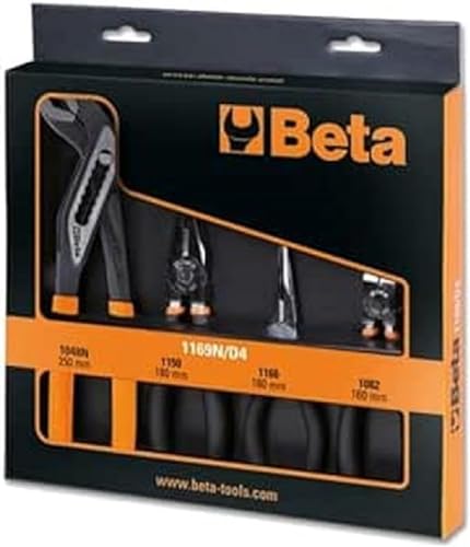 Beta 1169N/D4 - Set con Pinza Universale a Grande Effetto, Becchi Lungi, Tronchese Cromato e Cerniera Fosfatata