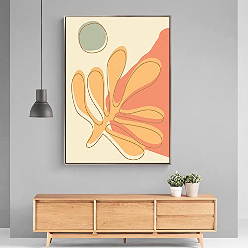 Art mural jungle abstraite moderne : toile de peinture à la feuille verte 50x70cm