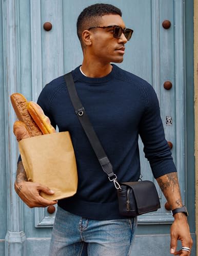 Pj Paul Jones Sweater For Men Casual Crew Neck Wool Blend Knitted Sweater Raglan Long Sleeve Business Lightweight Pullover Navy Blue L thumb #2