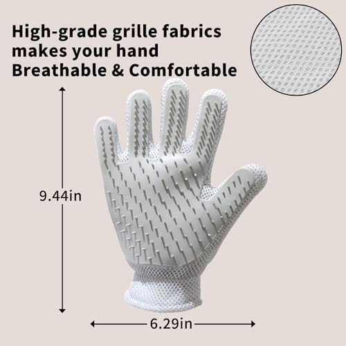Image of 2 in 1 Pet Grooming Gloves - Cat and Dog Glove Brush, High Efficiency Pet Hair Removal Massage Glove, Clean Hair on Both Sides (Grey /1 Piece)