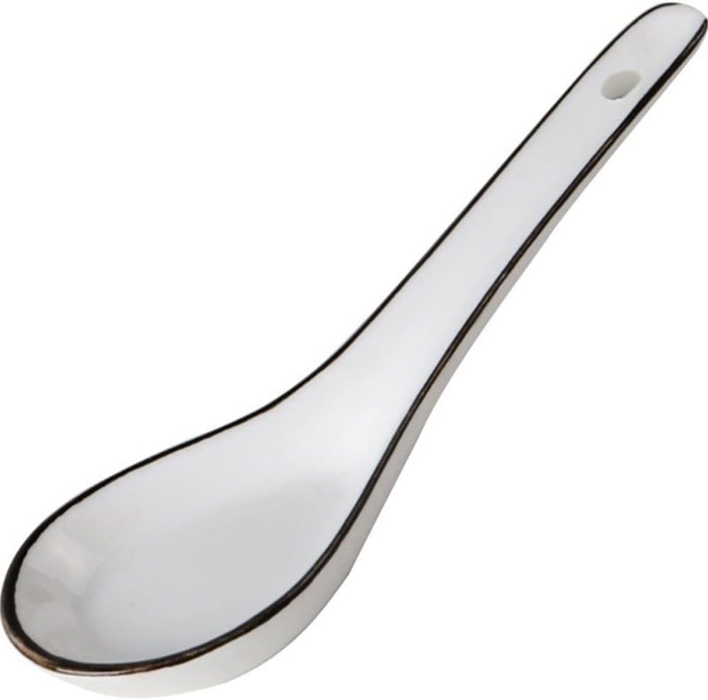 Spoons,soup spoons,Spoons for Cooking Kitchen Dessert Spoons Simple Ceramic Long Handle Spoon Bone China Spoon Set Black Line Spoon Dinner Spoon Teaspoons