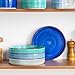 vancasso Bonita Pasta Bowls Set of 4, 32oz Shallow Bowl Plates, Dinner Bowls, Ceramic Pasta Plates, Microwave & Dishwasher Safe Serving Bowls, Bule