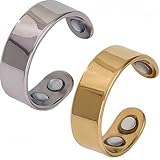 2pcs Ca/lmi Mag/netic Rings,Mag/netic St/ainless St/eel Rings,Fidget Ring & Anxiety Ring for Women,for Anxiety Reduction,We/ight Loss,Better Sleep,Improves Overall Wellness,St/eel Color and Gold
