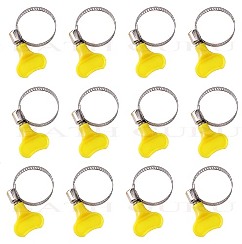 Image of BATH GURU Stainless Steel Hand Adjustable Worm Gear Key Type Hose Clamps 1.25 Inch Gas Water Tap Garden Pipe Clamp Clips for Plumbing Mechanical & Multi Uses (Pack Of 12, 1.25 Inch)