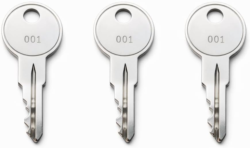 3-Pack 002 Keys Compatible with Husky Tool Box Cabinet Locks, Single-Sided Toolbox & Tool Chest Key, Pre-Cut to Code 001–005