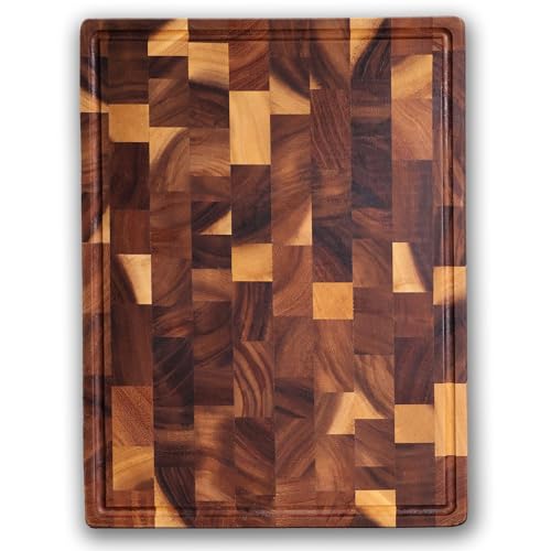 Tabla de cortar de madera con asas y ranuras 43x33x3 cm miniatura 1