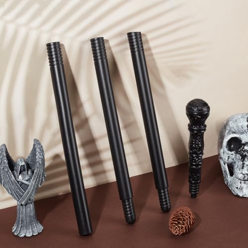 Image of GORGECRAFT Wizard Staff Wand Victorian Cane Prop Halloween Cosplay Vintage Walking Stick 116cm Long Antique Plastic Punk Scepter Costume Prop with Black Round Top Knob Pretend Play Royalty Wand