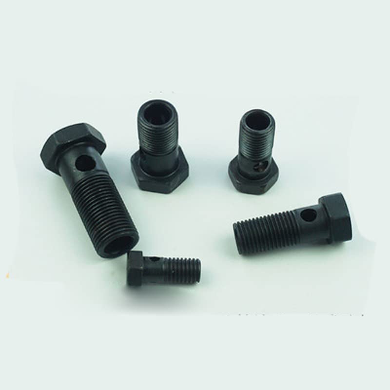 M6 M8 M10 M12 M14 M16 Hollow Screw Single hole Hex Bolt Hexagon Screws 20-37mm Total Length Black - (Thread Diameter: M10x1x28mm(3pcs))
