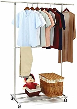 SUNPACE Heavy Duty Garment Rack Rolling SUN003 Commercial Grade Pipe Clothing Garment Rack Store
